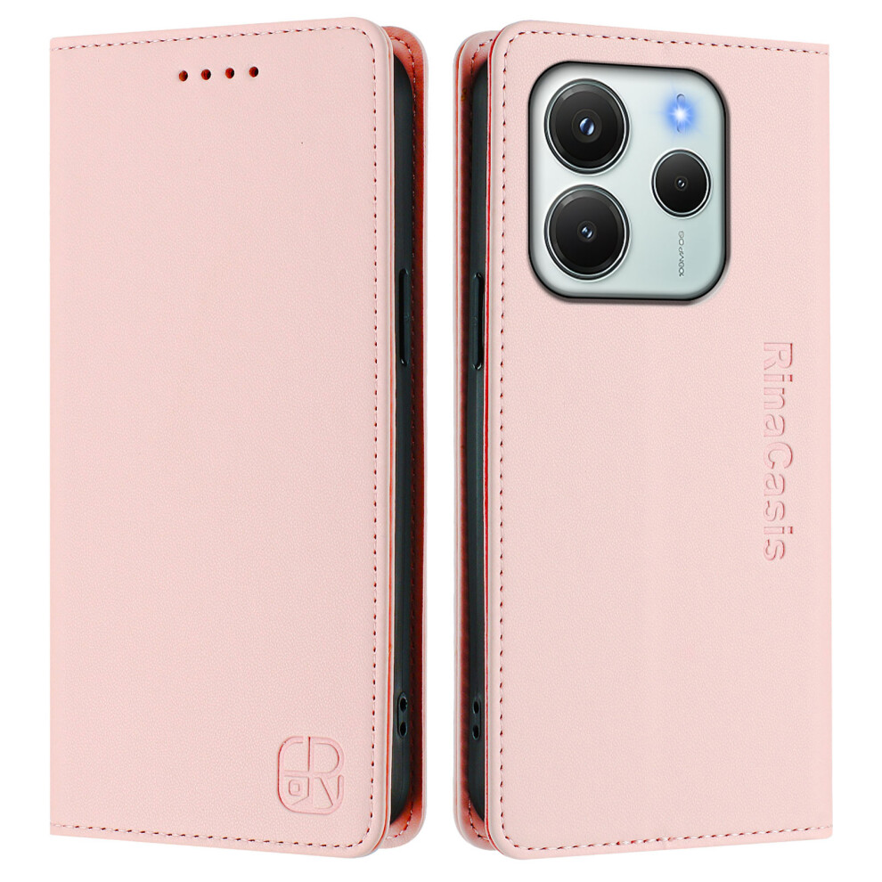 (Pink) For Xiaomi Redmi Note 14 4G (164.84Mm) Leather Case Rinacasis Rc01 Phone Cover With Rfid Blocking Wallet Stand Pink 6914285393204