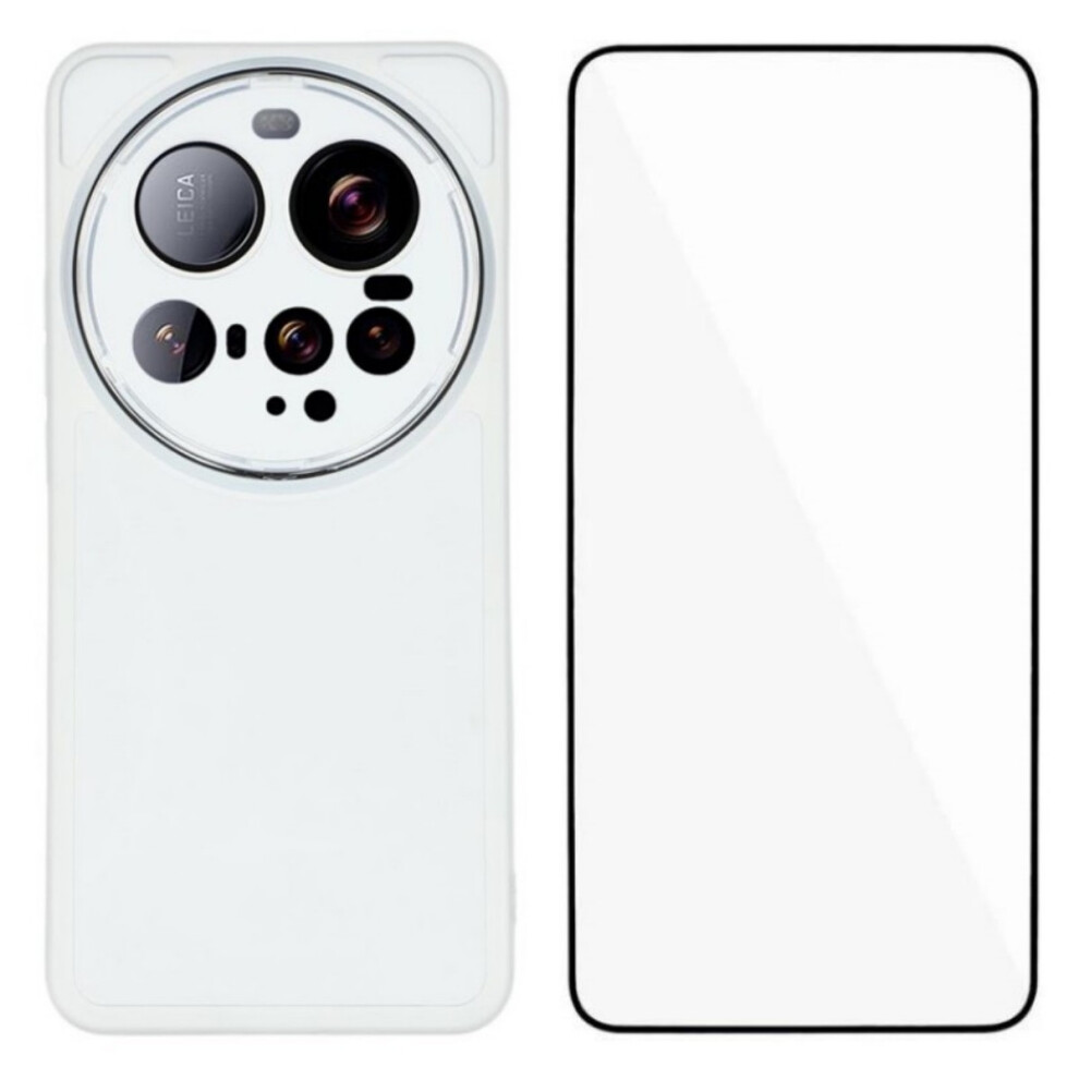 (White) For Xiaomi 15 Ultra Tpu Case Wanlonfeng Dksm Series Electroplated Frame Back Cover With Tempered Glass White 6914282698821