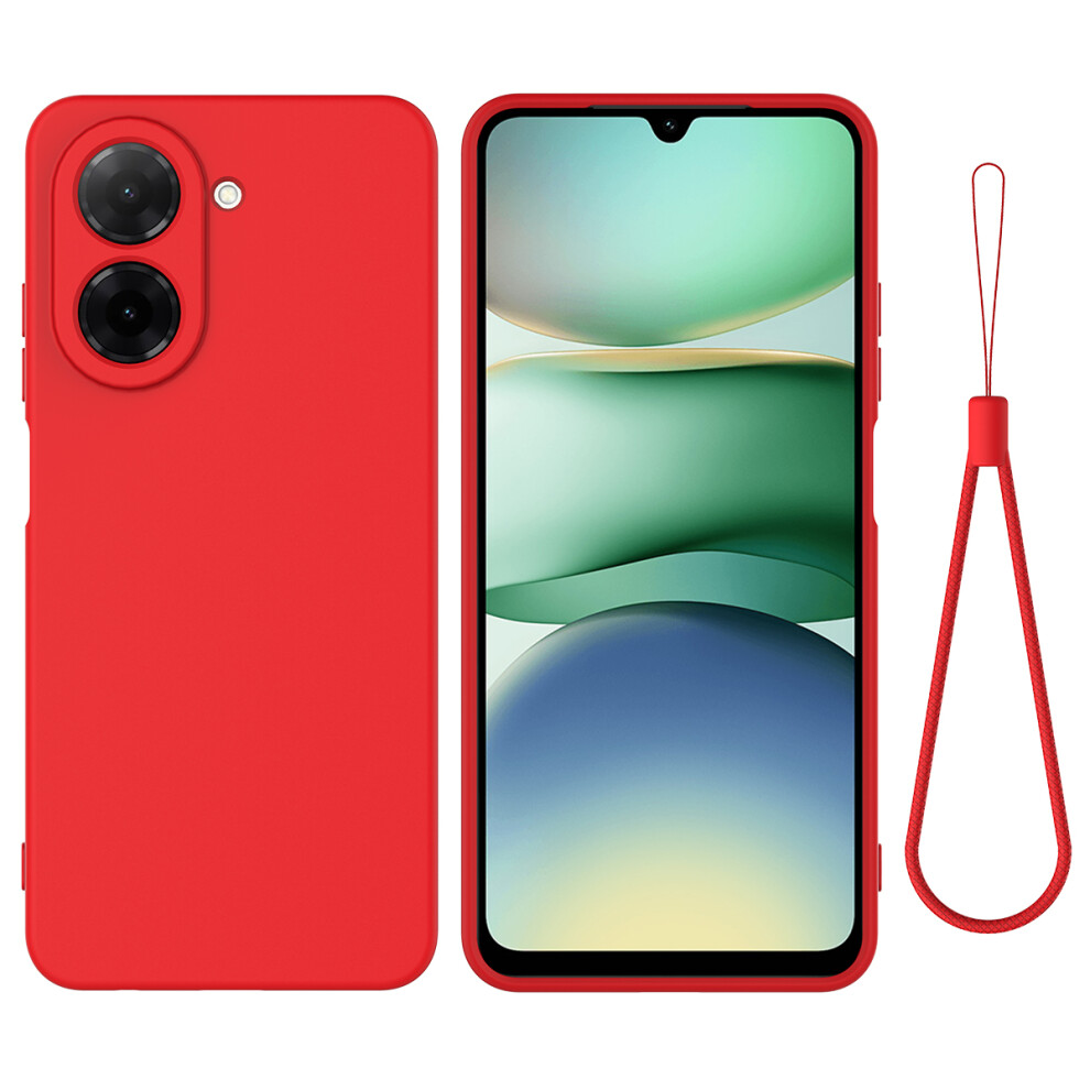 (Red) For Xiaomi Poco C71 4G / Mi A5 4G (171.7Mm) Liquid Silicone Case Phone Back Cover With Hand Strap Red 6914283331734