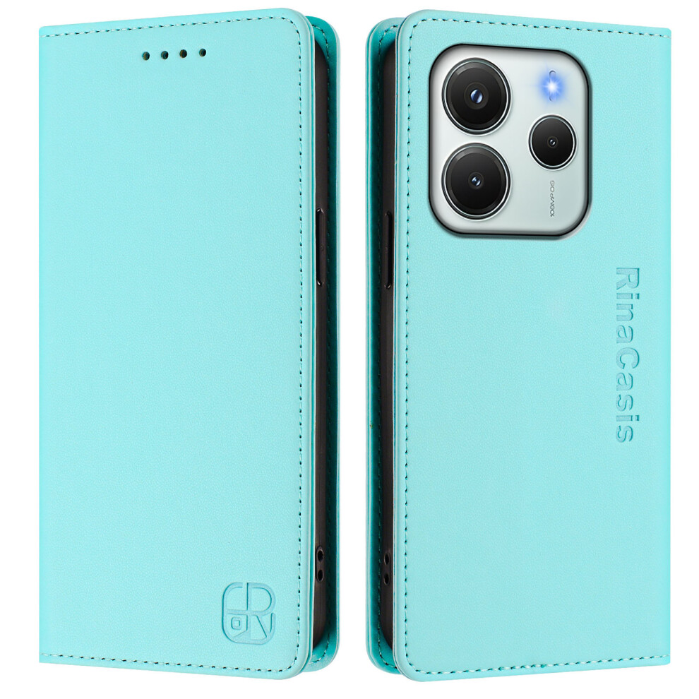 (Mint ) For Xiaomi Redmi Note 14 4G (164.84Mm) Leather Case Rinacasis Rc01 Phone Cover With Rfid Blocking Wallet Stand Green 6914285425233