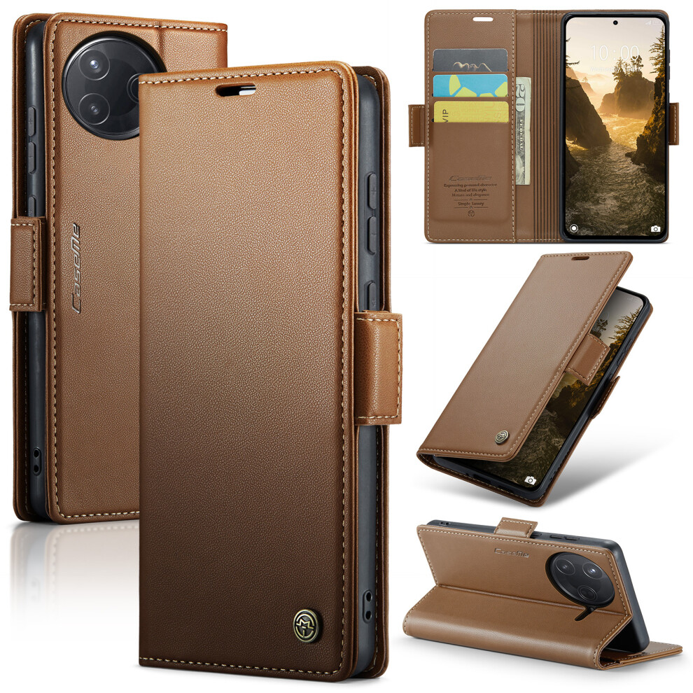 (Brown) For Xiaomi Poco F7 Ultra 5G / Xiaomi Poco F7 Pro 5G Case Caseme 023 Series Rfid Blocking Leather Wallet Stand Phone Cover Brown 6914288939423