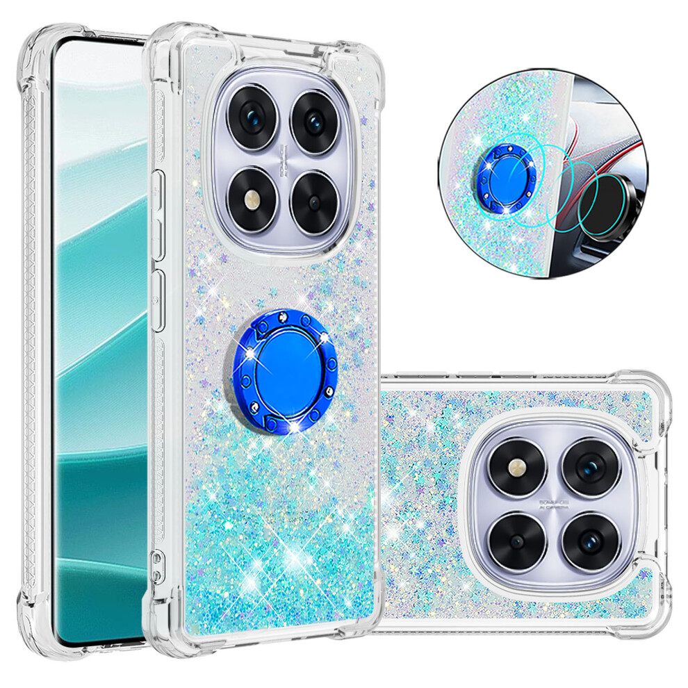 ( / Pentagram) For Xiaomi Redmi Note 14 Pro+ 5G Tpu Case With Kickstand Quicksand Shockproof Cover Blue 6914288813044