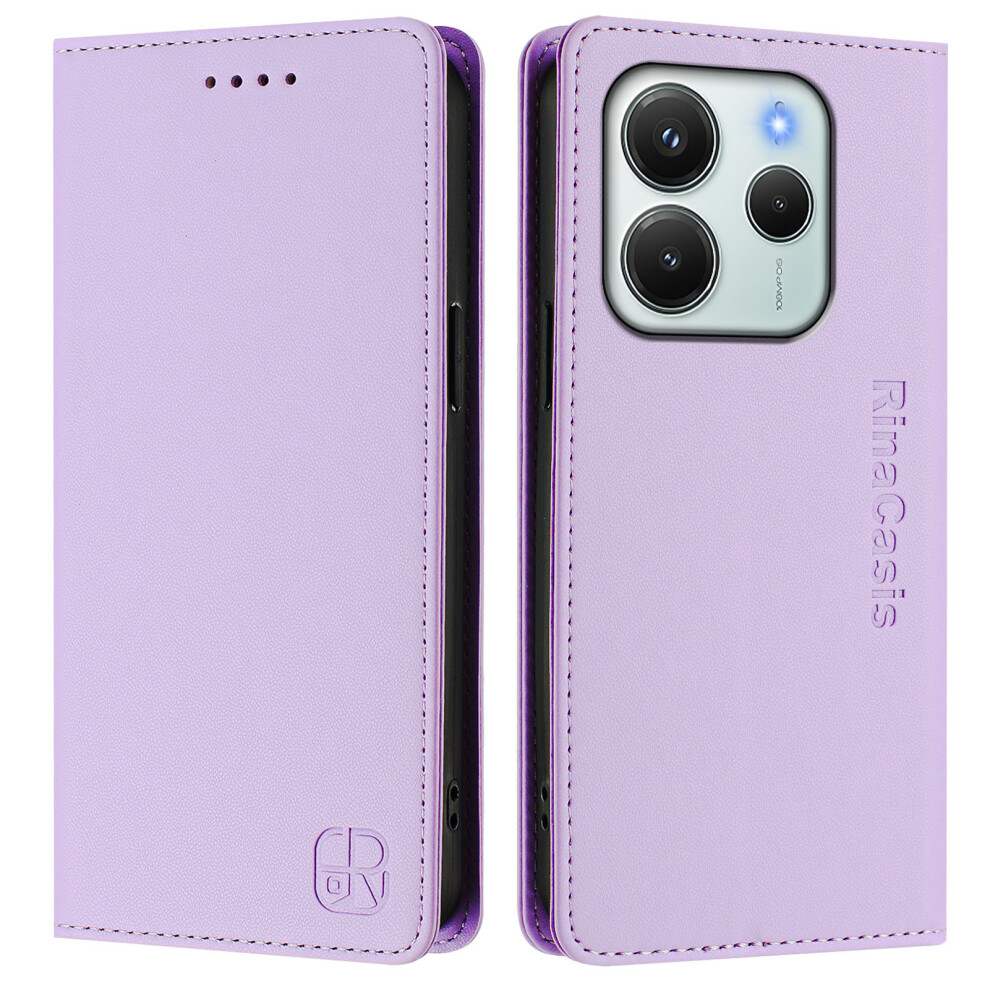 (Light ) For Xiaomi Redmi Note 14 4G (164.84Mm) Leather Case Rinacasis Rc01 Phone Cover With Rfid Blocking Wallet Stand Purple 6914289406009