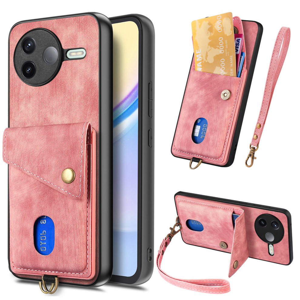 (Pink) For Xiaomi Poco F7 Pro 5G / Xiaomi Redmi K80 5G Case With Card Holder Kickstand Leather Phone Back Cover Pink 6914280612386