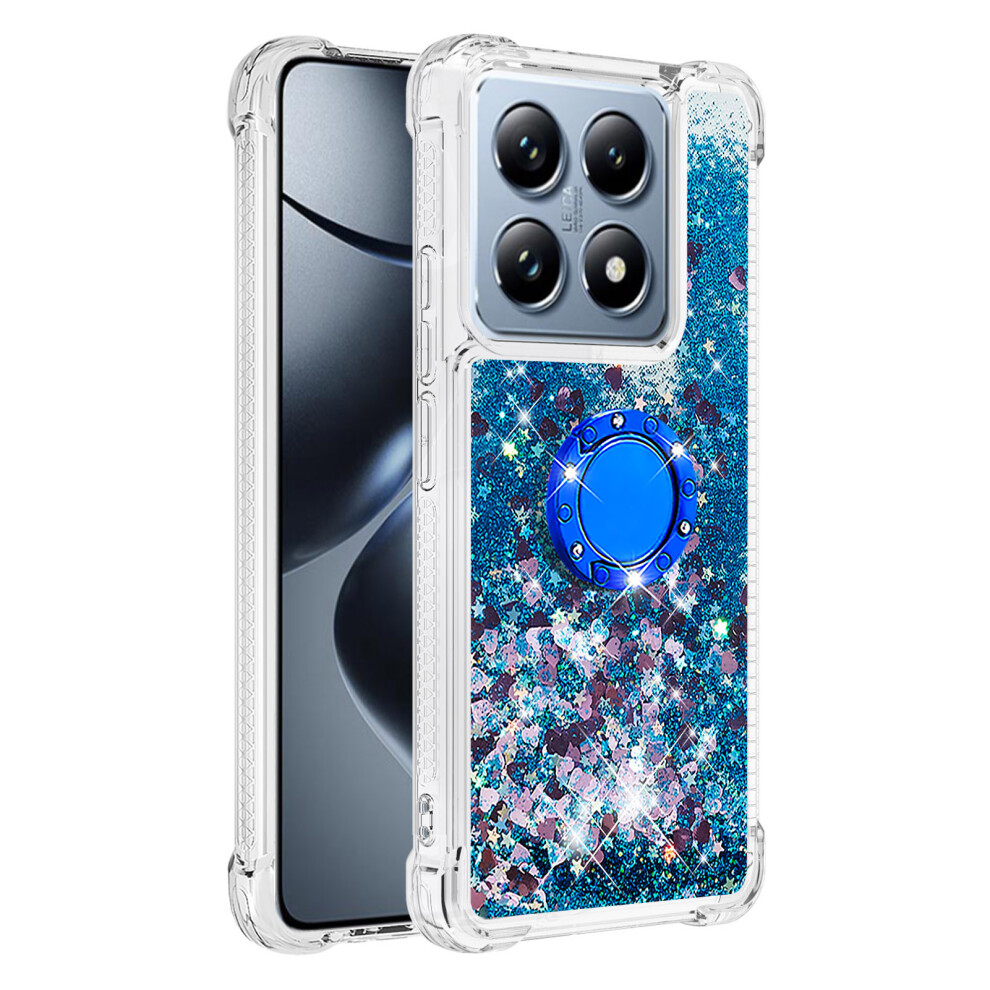 ( / Hearts) For Xiaomi 14T Pro / Xiaomi 14T Tpu Case With Kickstand Quicksand Shockproof Cover Blue 6914280888682