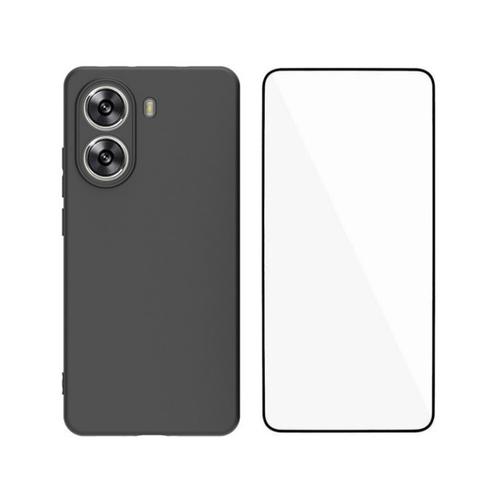 (Black) For Xiaomi Poco X7 Pro 5G Tpu Case Wanlonfeng Ms Series Matte Back Cover With Tempered Glass Black 6914281211465