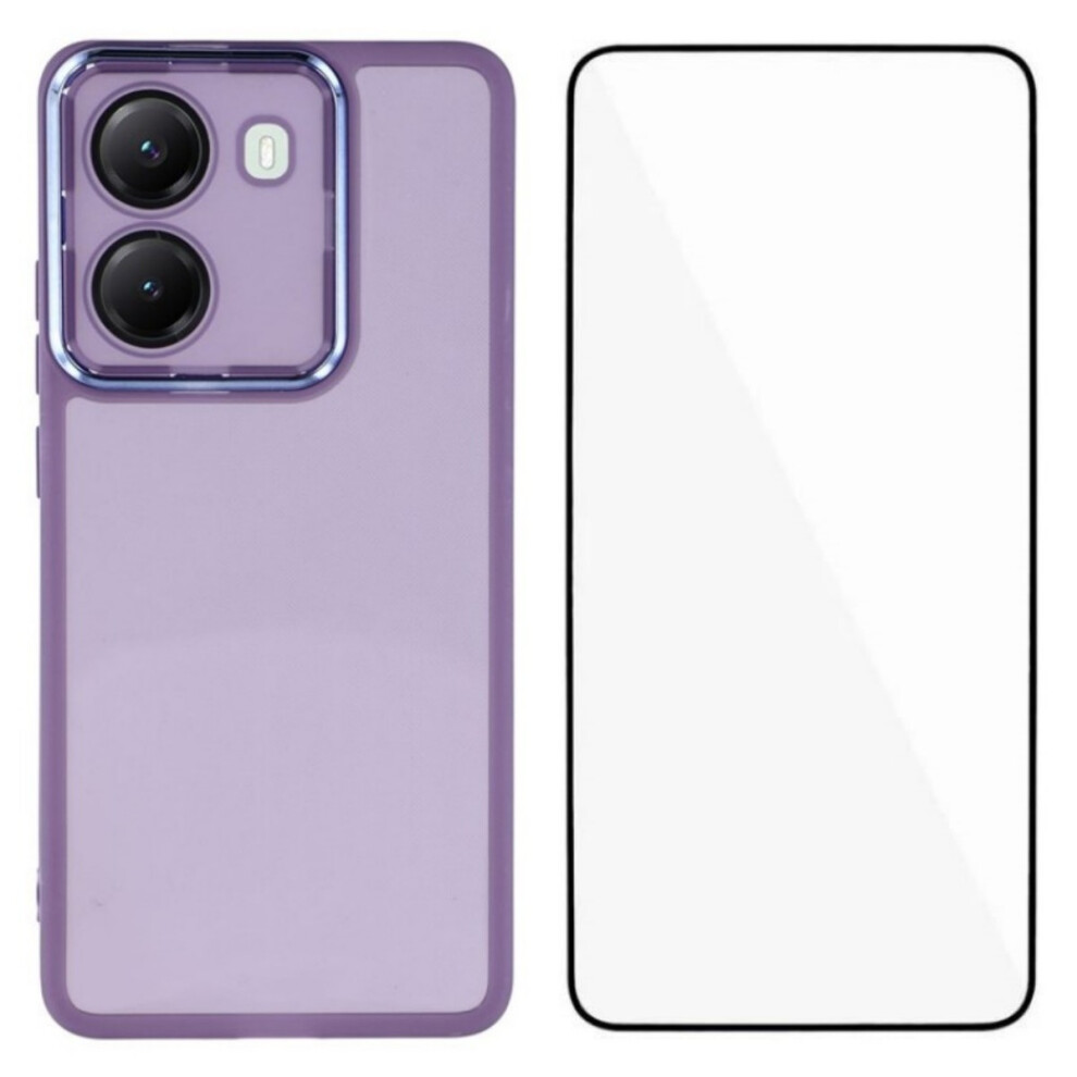 (Purple) For Xiaomi Poco X7 Pro 5G Tpu Case Wanlonfeng Dksm Series Electroplated Frame Back Cover With Tempered Glass Purple 6914283570874