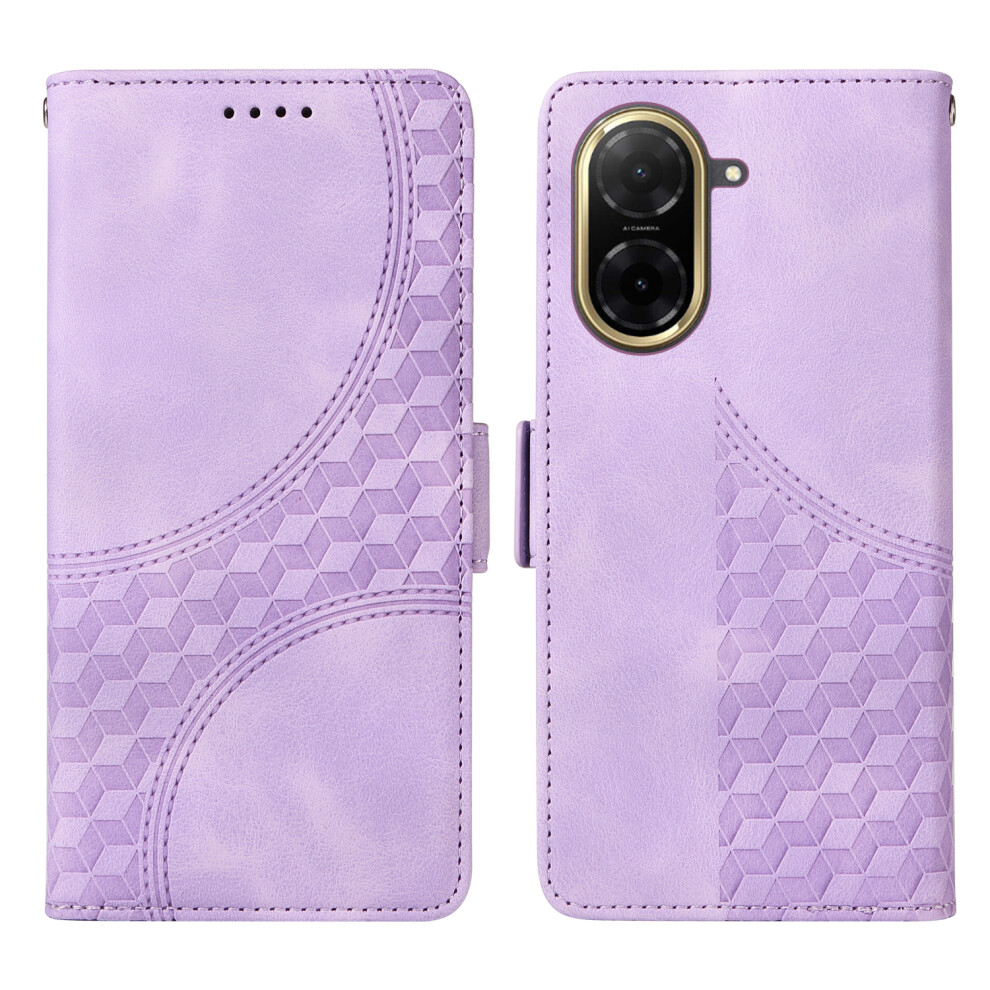 (Purple) For Xiaomi Redmi A5 Nfc (Eu) (173.45Mm) Leather Cases Wallet Rhombus Imprinted Phone Cover Stand With Strap Purple 6914280462783