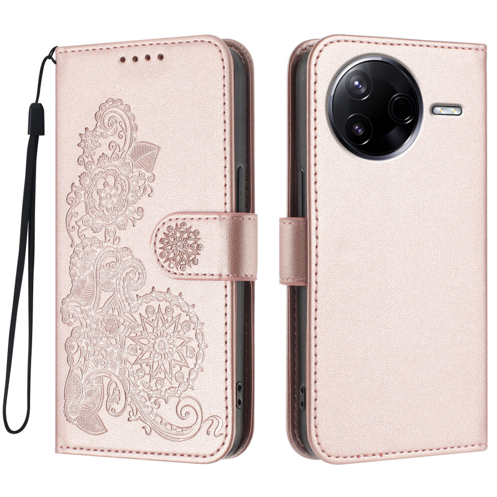 (Rose ) For Xiaomi Redmi K80 5G / Xiaomi Poco F7 Pro 5G Phone Cases Mandala Flower Leather Wallet Mobile Cover With Strap Gold 6914282369721
