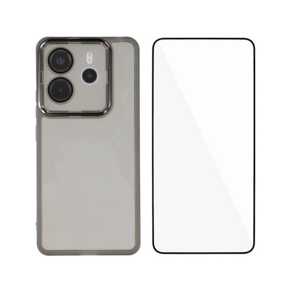 (Black) For Xiaomi Redmi Note 14 4G (163.25Mm) Tpu Case Wanlonfeng Dksm Series Electroplated Frame Back Cover With Tempered Glass Black 6914286079138