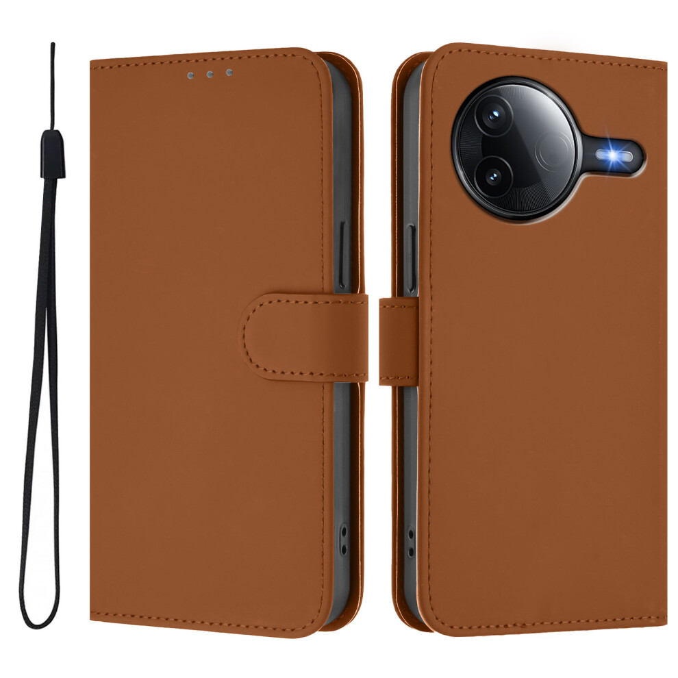 (Brown) For Xiaomi Poco F7 Pro 5G / Xiaomi Redmi K80 5G / Xiaomi Redmi K80 Pro 5G / Xiaomi Poco F7 Ultra 5G Case Solid Color Wallet Leath Brown 6914289956016