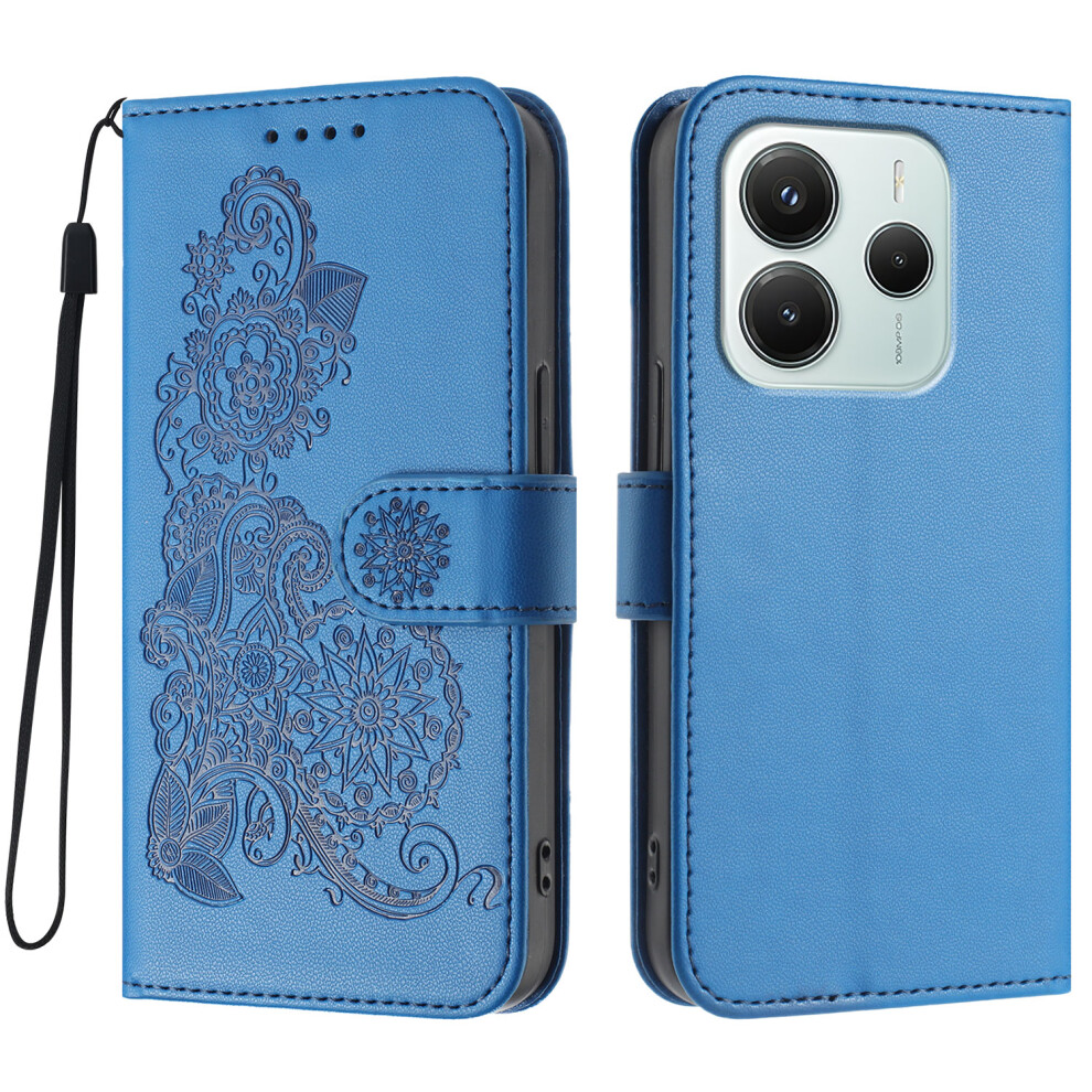 (Royal ) For Xiaomi Redmi Note 14 4G (164.84Mm) Phone Cases Mandala Flower Leather Wallet Mobile Cover With Strap Blue 6914286236401
