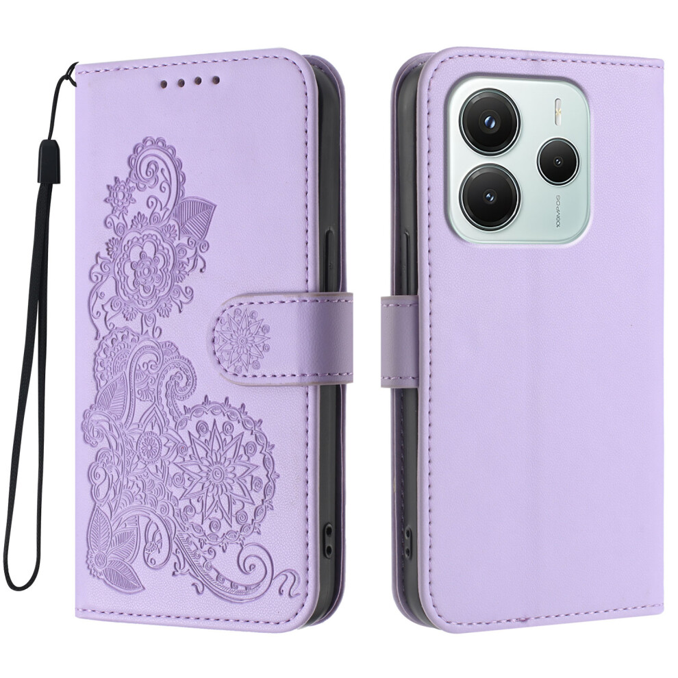 (Purple) For Xiaomi Redmi Note 14 4G (164.84Mm) Phone Cases Mandala Flower Leather Wallet Mobile Cover With Strap Purple 6914289505276