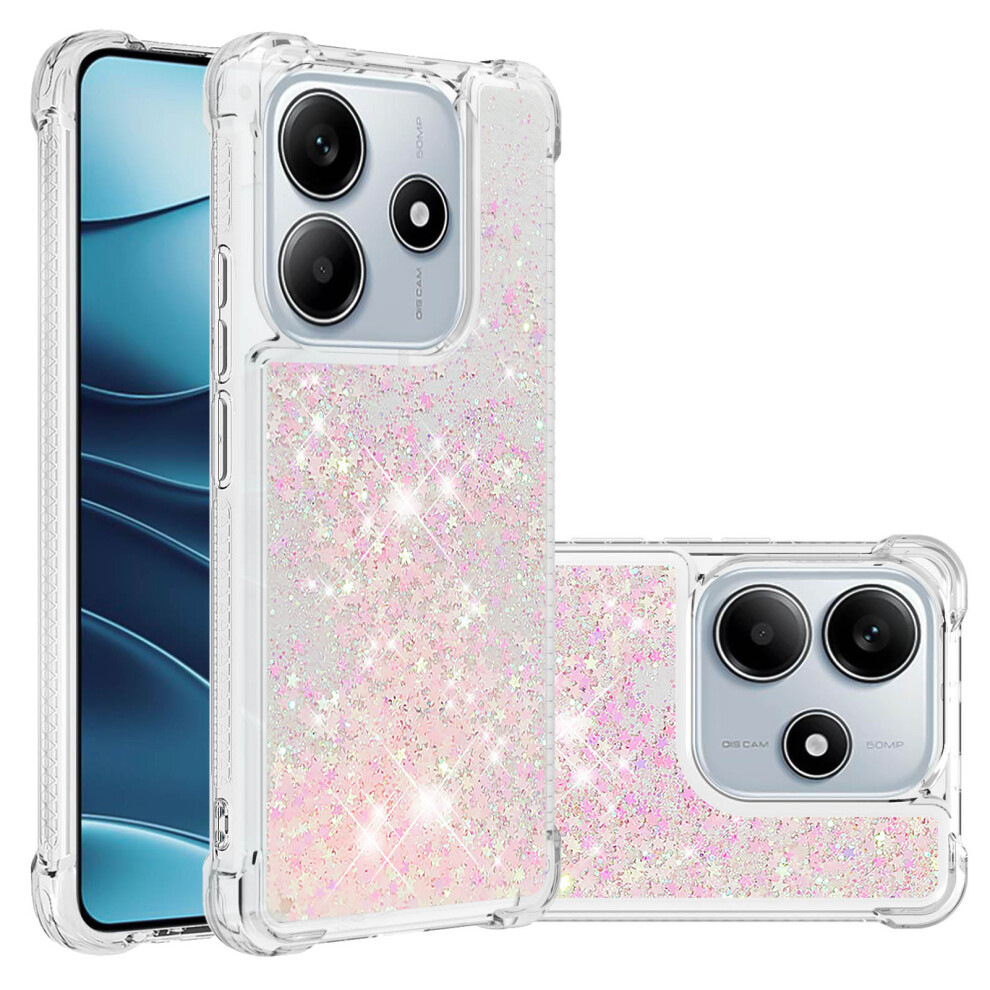 ( / Pentagrams) For Xiaomi Redmi Note 14 4G (163.25Mm) Tpu Case Glitter Quicksand Shockproof Phone Back Cover Pink 6914289078534