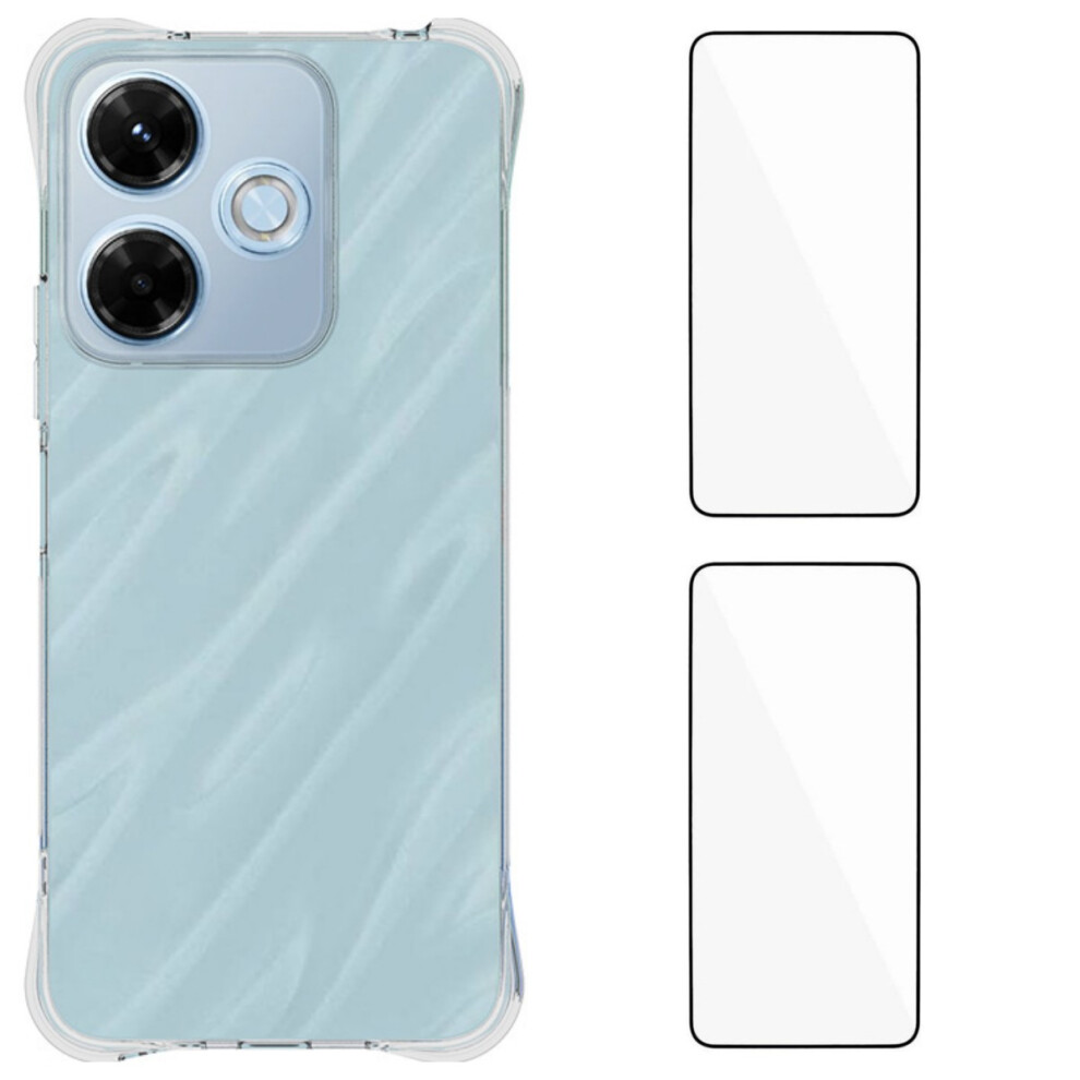 (Transparent) For Xiaomi Redmi 13X 4G Tpu Case Wanlonfeng Wl2 Series 2.0Mm Phone Cover With 2Pcs Tempered Glass Films 6914285713675
