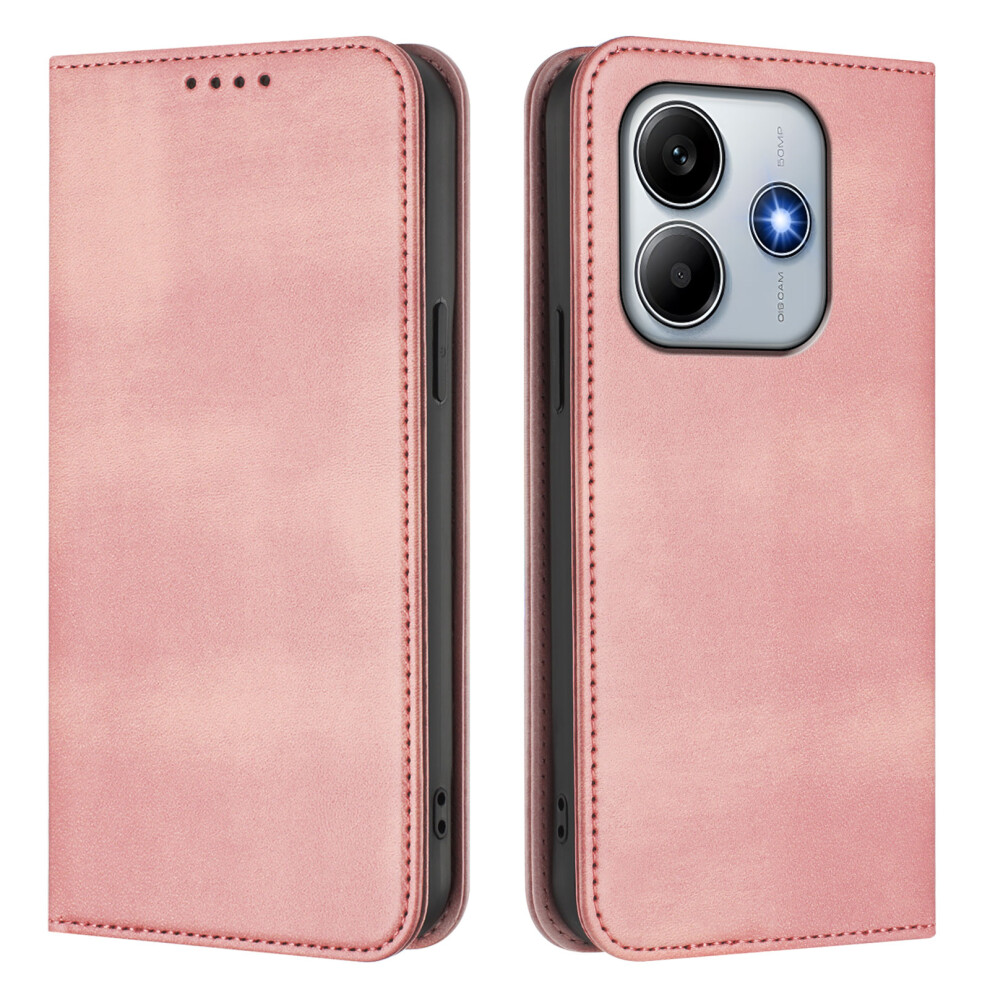 (Pink) For Xiaomi Redmi Note 14 4G (164.84Mm) Wallet Cases Retro Texture Rfid Blocking Leather Phone Cover Pink 6914282757733