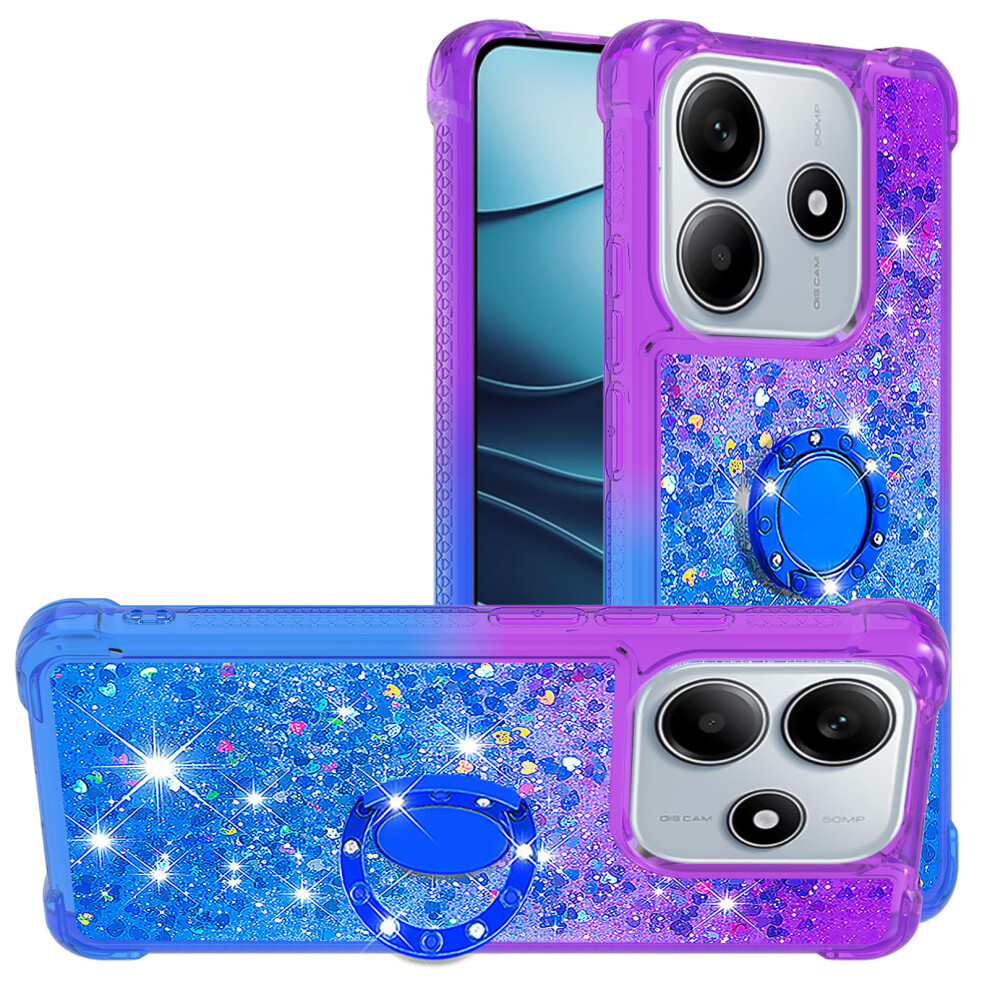(Purple+Sky ) For Xiaomi Redmi Note 14 4G (163.25Mm) Tpu Case With Kickstand Gradiant Quicksand Shockproof Cover Blue 6914287194885