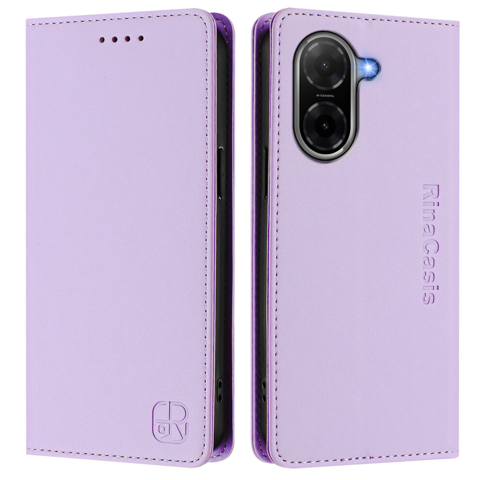 (Light ) For Xiaomi Poco C71 4G / Redmi A5 4G (171.7Mm) Leather Case Rinacasis Rc01 Phone Cover With Rfid Blocking Wallet Stand Purple 6914282382393