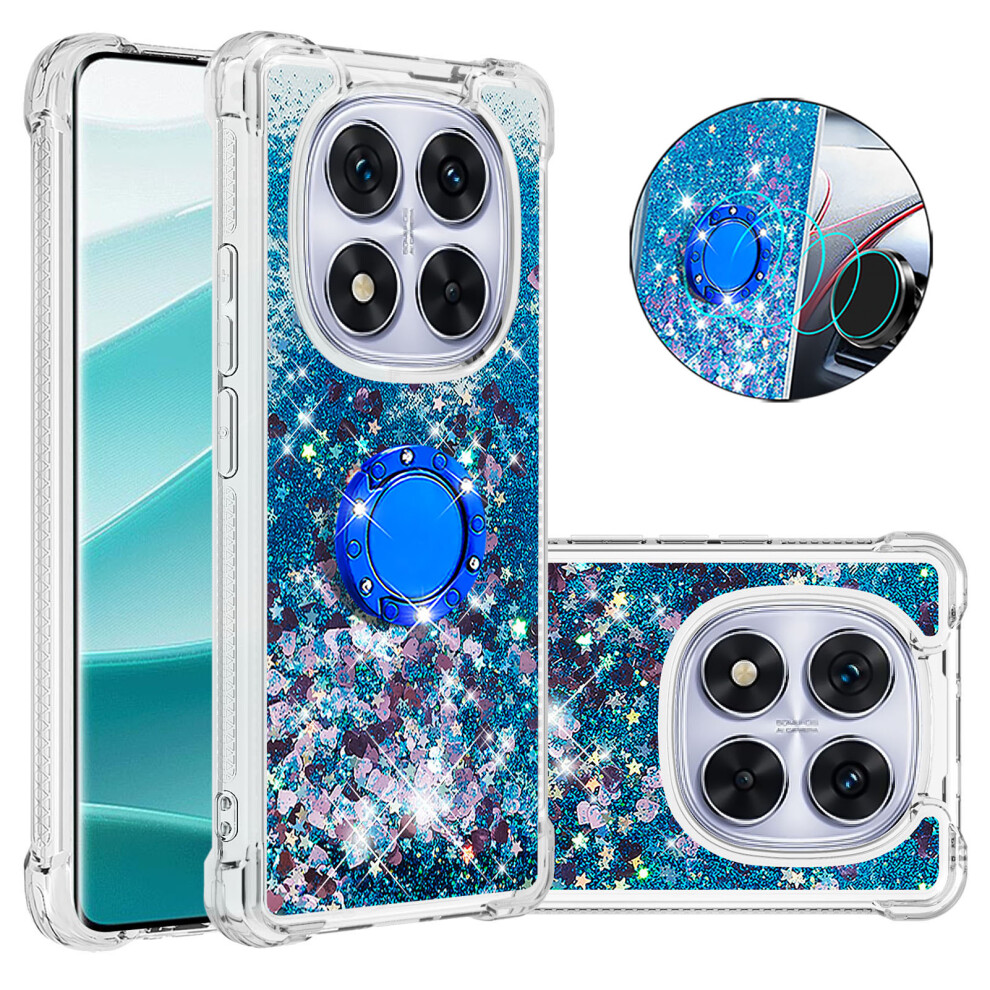 ( / Hearts) For Xiaomi Redmi Note 14 Pro+ 5G Tpu Case With Kickstand Quicksand Shockproof Cover Blue 6914287125902