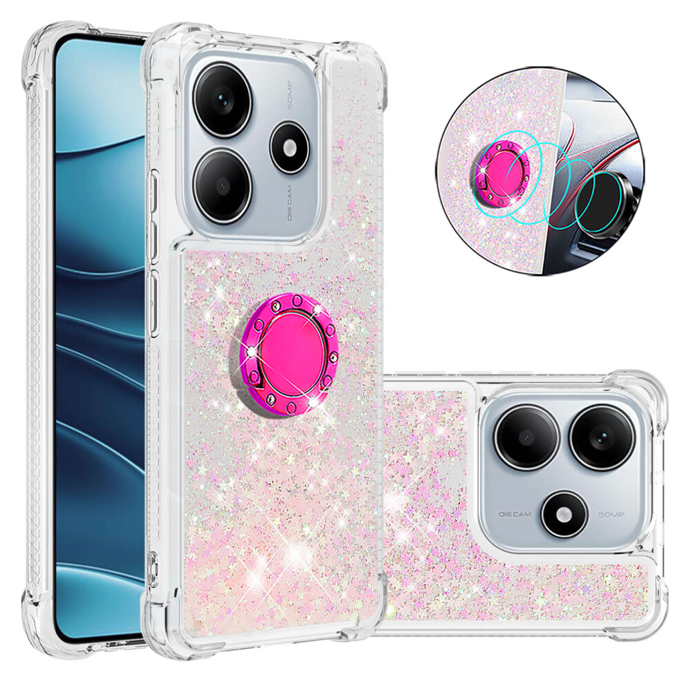 ( / Pentagram) For Xiaomi Redmi Note 14 4G (163.25Mm) Tpu Case With Kickstand Quicksand Shockproof Cover Pink 6914289434248