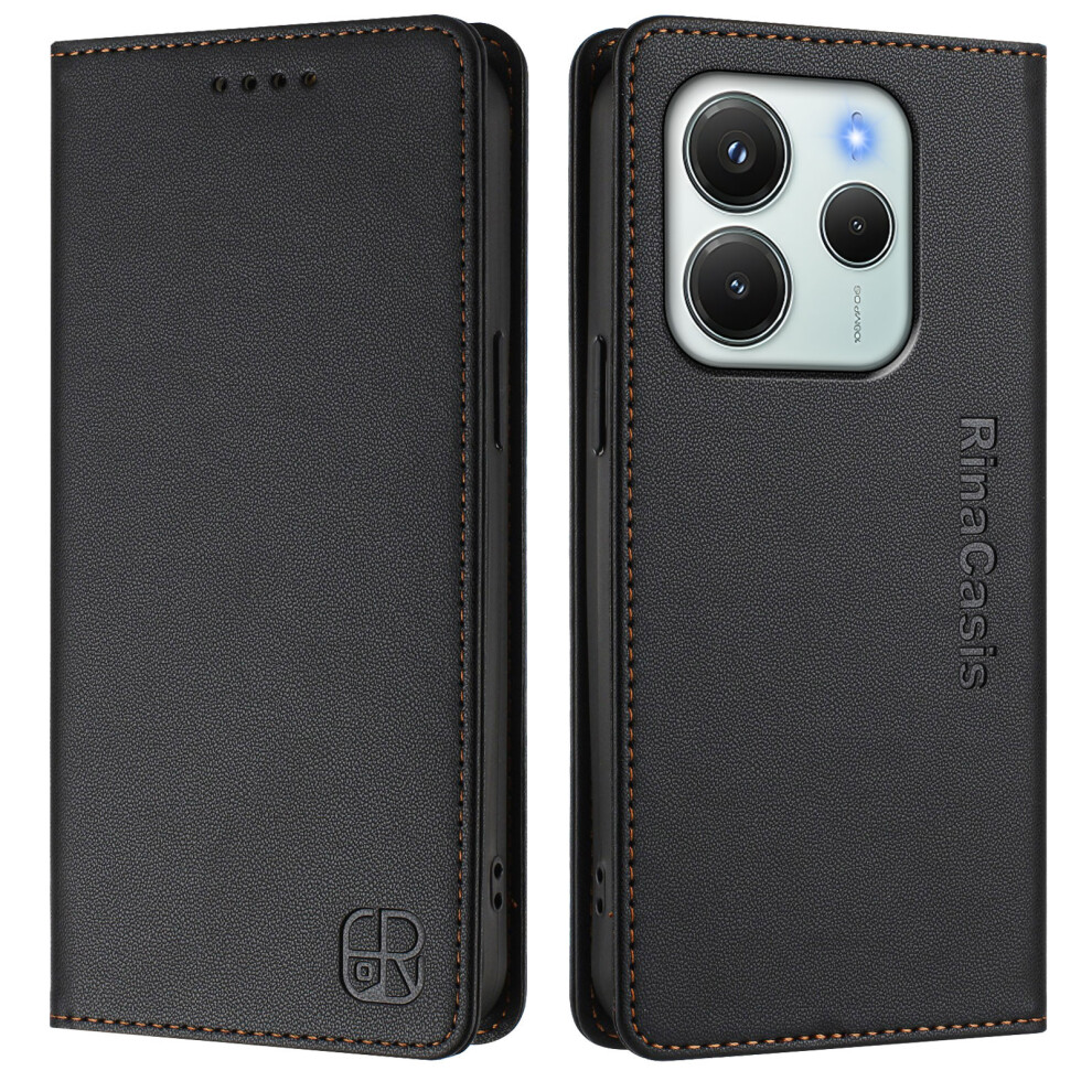 (Black) For Xiaomi Redmi Note 14 4G (164.84Mm) Leather Case Rinacasis Rc01 Phone Cover With Rfid Blocking Wallet Stand Black 6914283527564