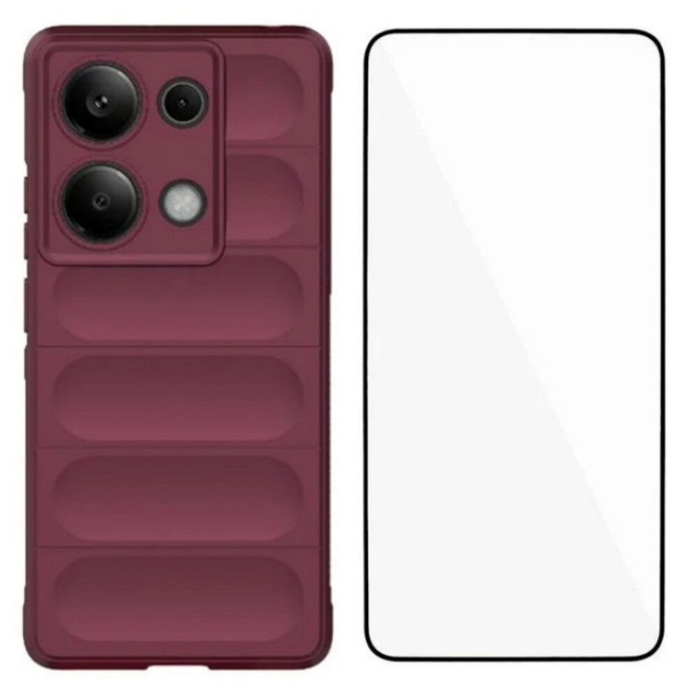 (Wine ) For Xiaomi Mi Note 14S 4G Tpu Case Wanlonfeng Hd Series Anti Slip Phone Cover With Tempe Glass Red 6914284666422