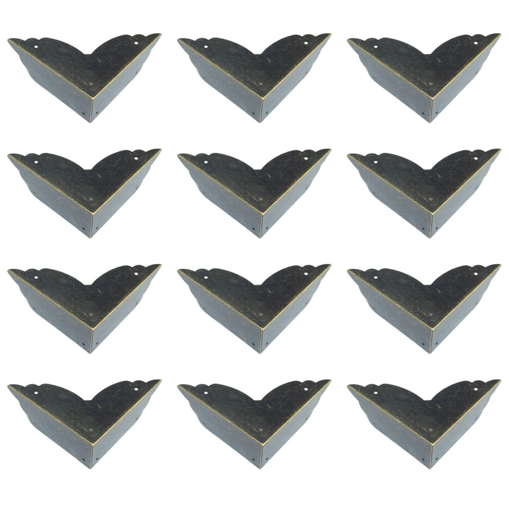 Attractive Furniture Corner Desk Table Edge Guard, Bronze Tone Antique Decorative Box Corner Protector, 12 Pieces 9198585117334
