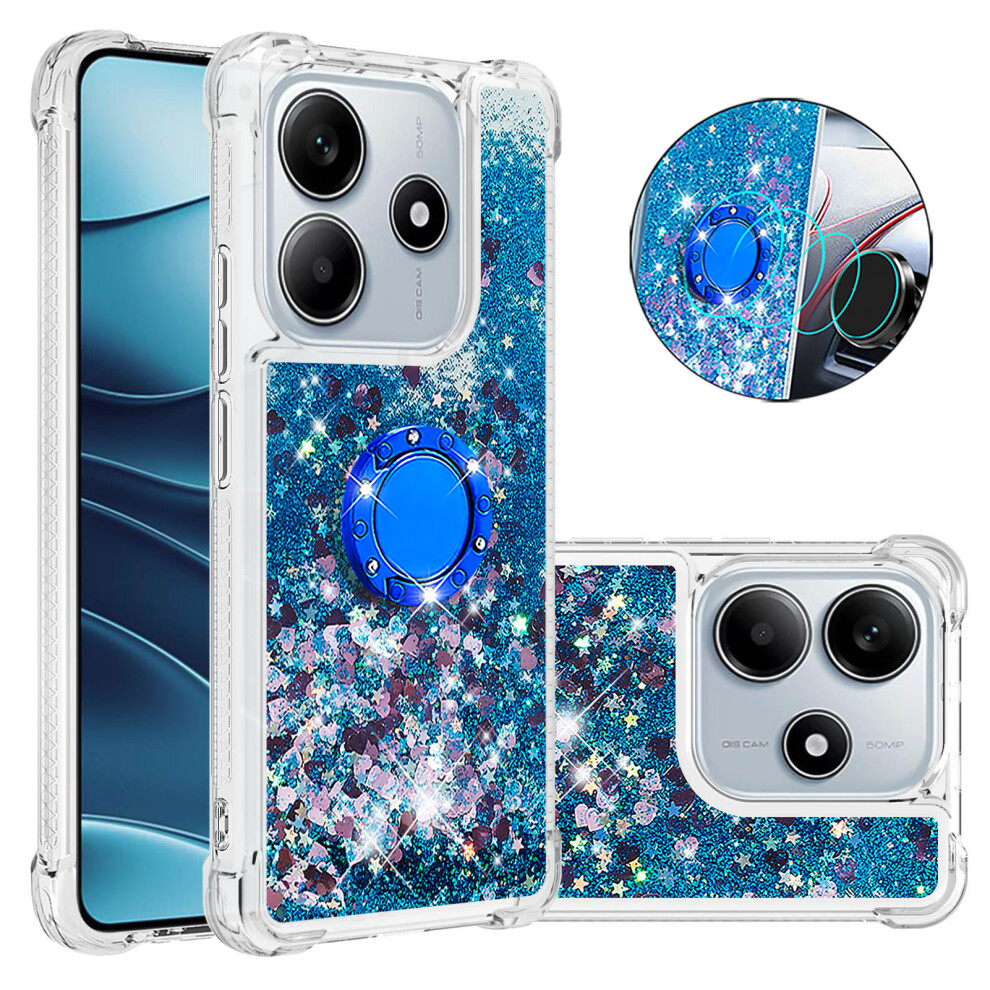 ( / Hearts) For Xiaomi Redmi Note 14 4G (163.25Mm) Tpu Case With Kickstand Quicksand Shockproof Cover Blue 6914285421457