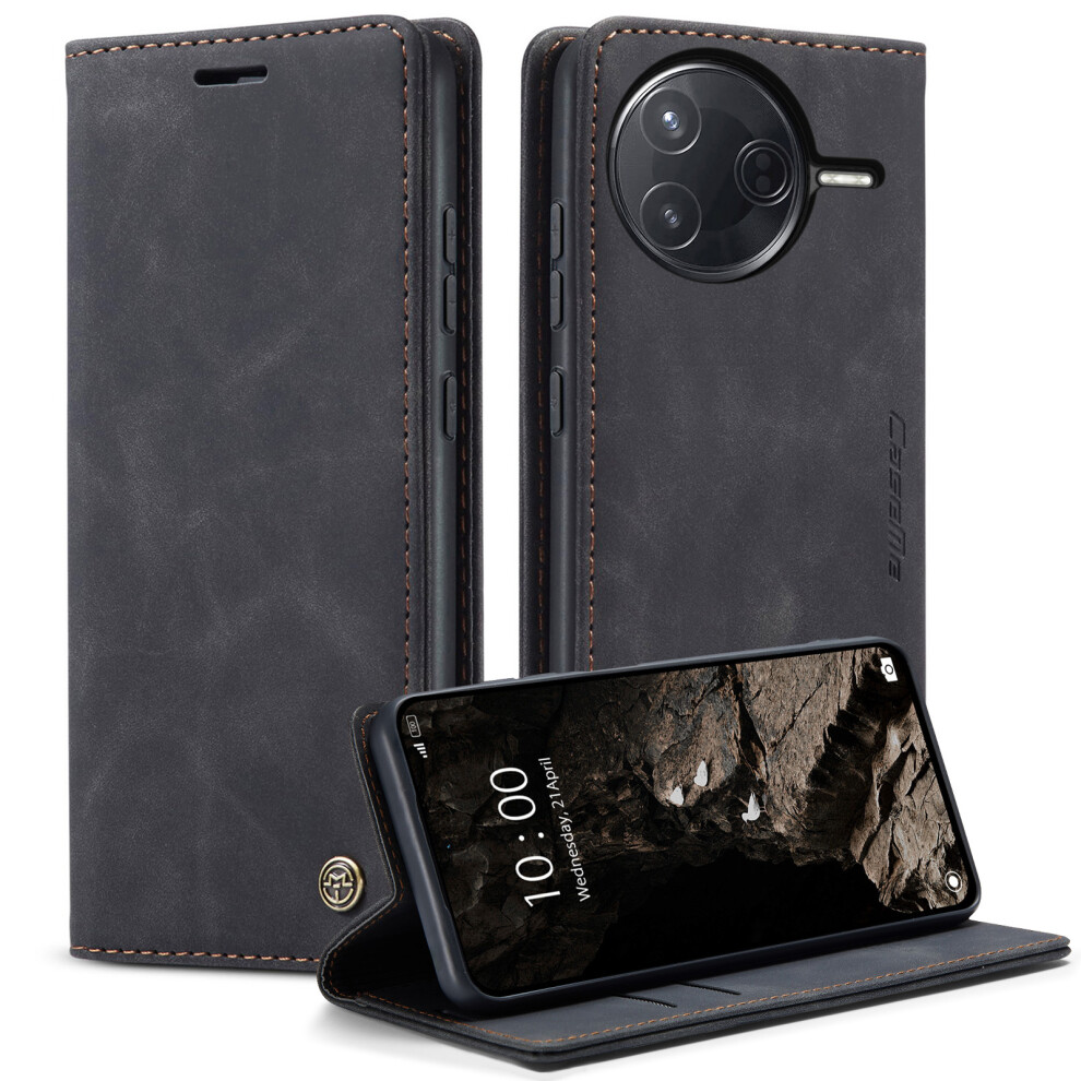 (Black) For Xiaomi Poco F7 Ultra 5G / Xiaomi Poco F7 Pro 5G Wallet Case Caseme 013 Series Pu Leather Phone Cover Stand Black 6914289978414