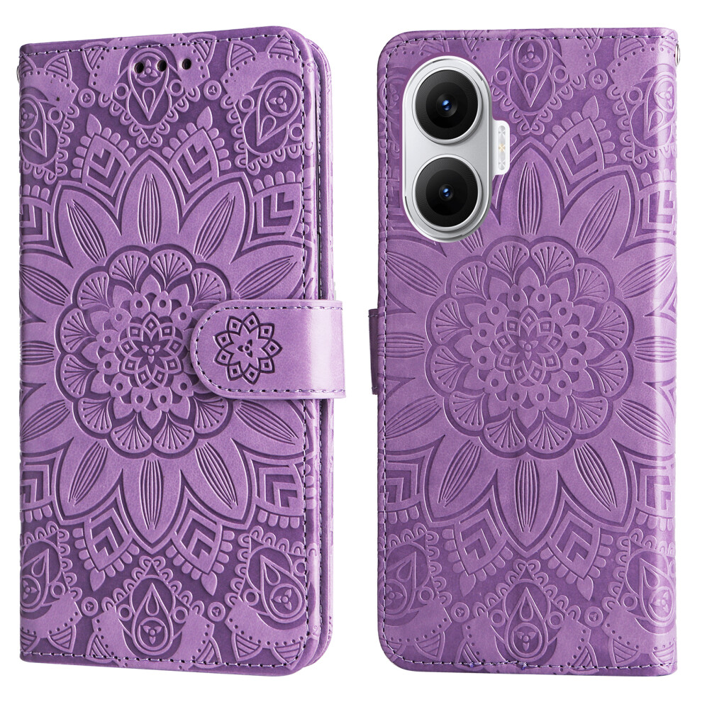 (Purple) For Xiaomi Poco F7 5G / Redmi Turbo 4 Pro 5G Case Sunflower Imprint Leather Wallet Phone Cover Purple 6914285011306