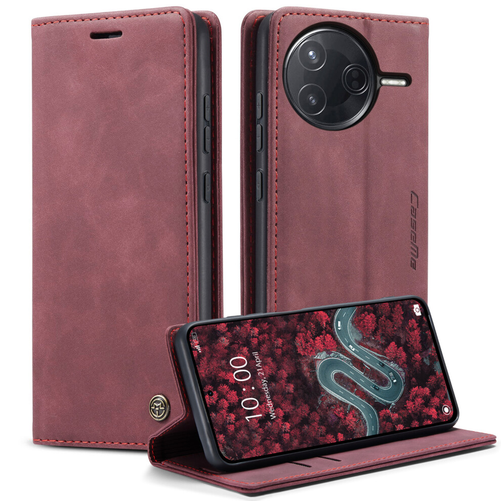 (Red) For Xiaomi Poco F7 Ultra 5G / Xiaomi Poco F7 Pro 5G Wallet Case Caseme 013 Series Pu Leather Phone Cover Stand Red 6914284748265