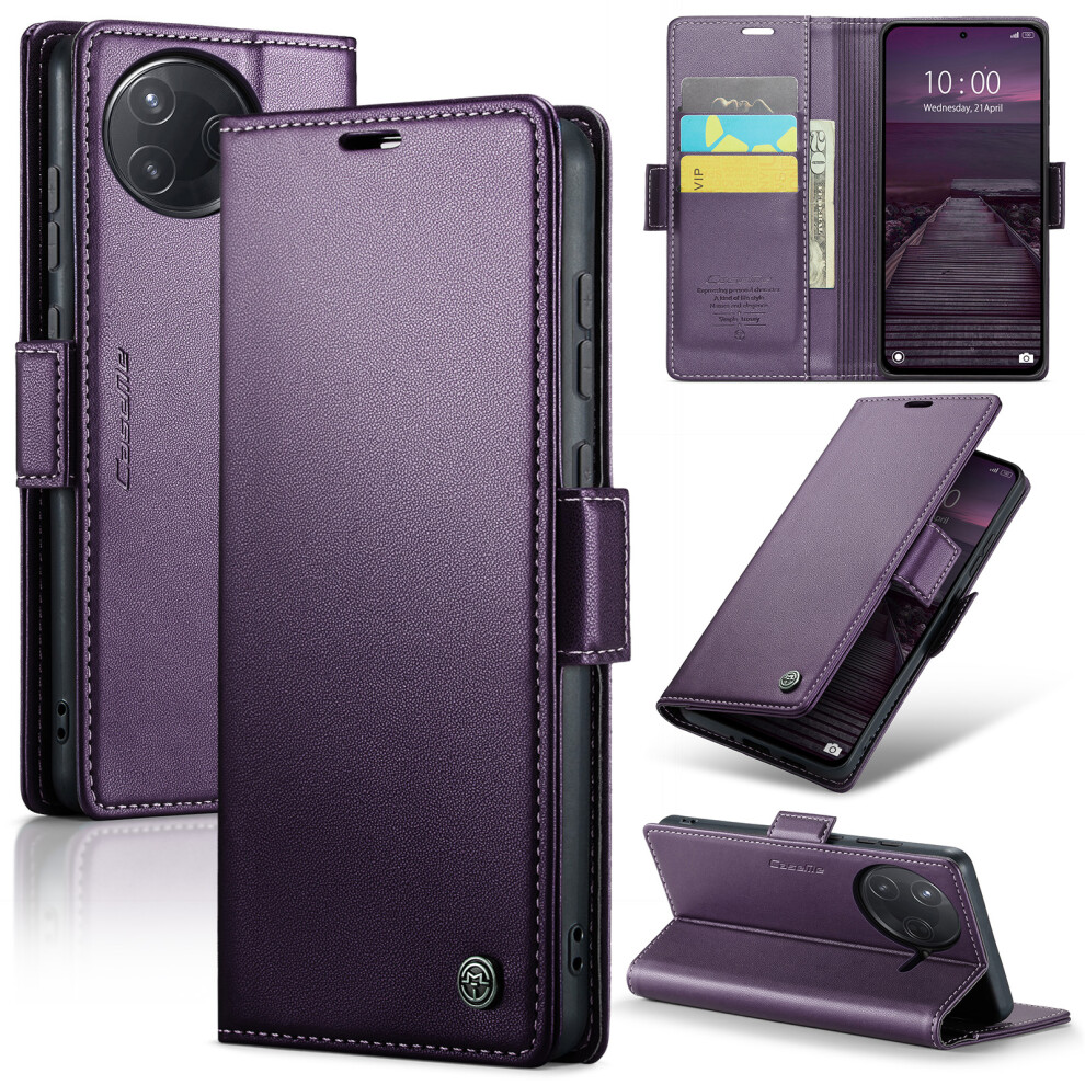 (Purple) For Xiaomi Poco F7 Ultra 5G / Xiaomi Poco F7 Pro 5G Case Caseme 023 Series Rfid Blocking Leather Wallet Stand Phone Cover Purple 6914284405335