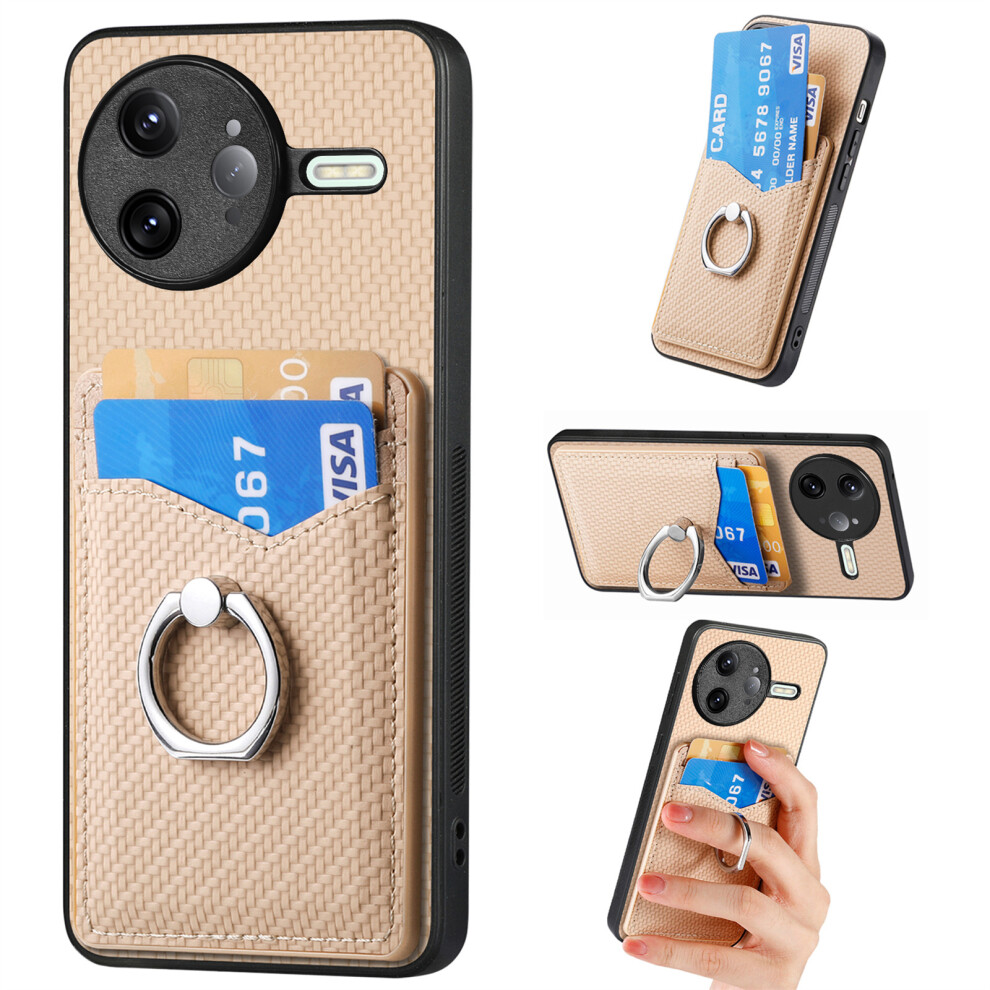 (Apricot) For Xiaomi Poco F7 Ultra 5G / Xiaomi Redmi K80 Pro 5G Case Card Slots Ring Holder Kickstand Phone Cover 6914283445417