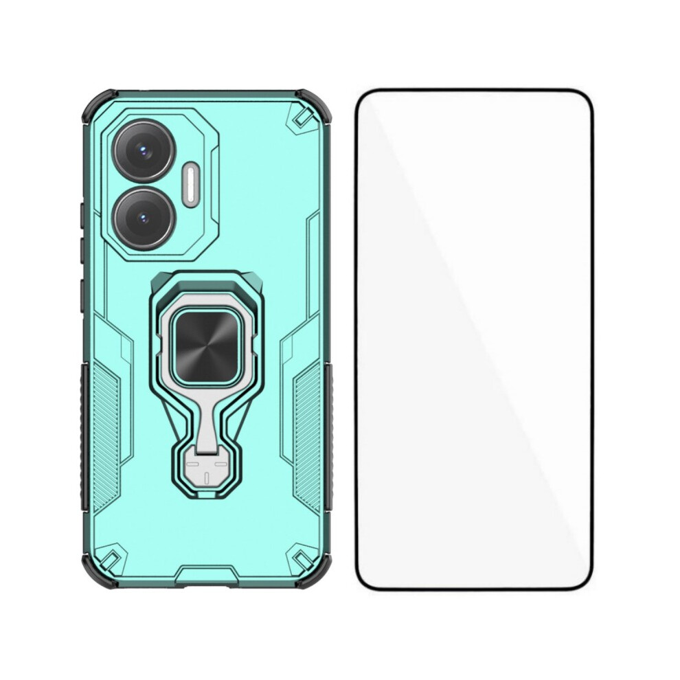 (Green) For Xiaomi Poco F7 5G / Redmi Turbo 4 Pro 5G Phone Case Wanlonfeng Pc Tpu Back Cover Kickstand With Tempered Glass Green 6914282588153