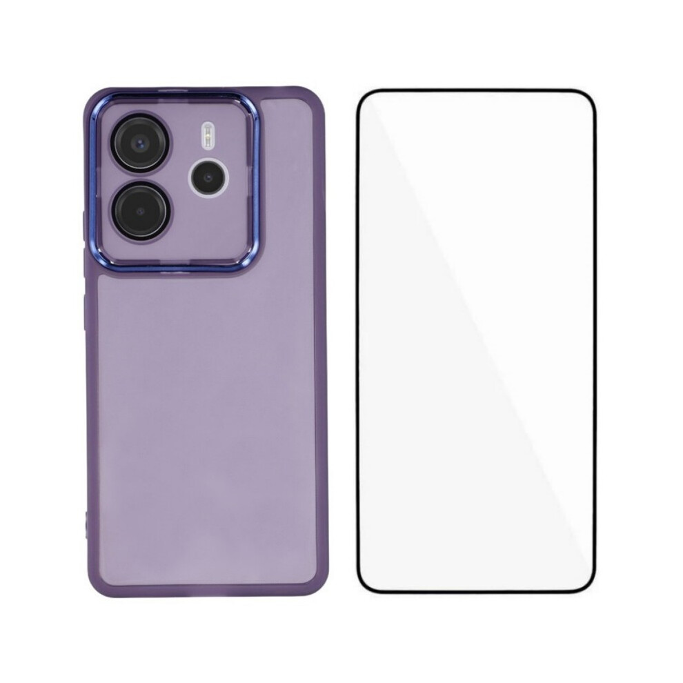 (Purple) For Xiaomi Redmi Note 14 4G (163.25Mm) Tpu Case Wanlonfeng Dksm Series Electroplated Frame Back Cover With Tempered Glass Purple 6914289754384