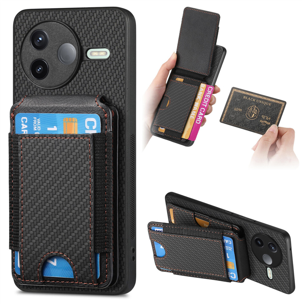 (Black) For Xiaomi Poco F7 Pro 5G / Xiaomi Redmi K80 5G Case With Card Holder Kickstand Leather Back Cover Black 6914281772737