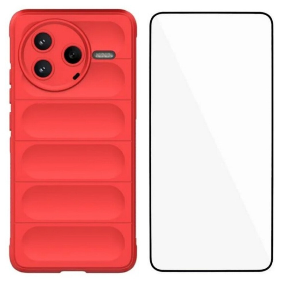 (Red) For Xiaomi Mi K80 5G / Xiaomi Poco F7 Pro 5G Tpu Case Wanlonfeng Hd Series Anti Slip Phone Cover With Tempe Glass Red 6914280569000
