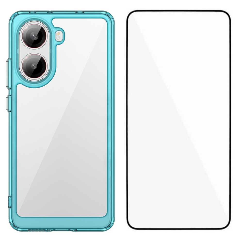 (Transparent ) For Xiaomi Redmi Turbo 4 5G / Xiaomi Poco X7 Pro 5G Phone Case Wanlonfeng Xc Series Tpu Acrylic Cover With Tempered Glass (Big Le Blue 6914281713389
