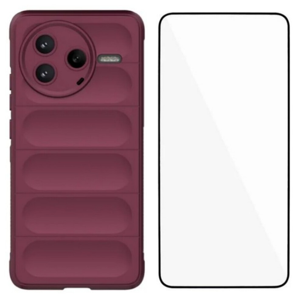 (Wine ) For Xiaomi Mi K80 5G / Xiaomi Poco F7 Pro 5G Tpu Case Wanlonfeng Hd Series Anti Slip Phone Cover With Tempe Glass Red 6914287583191
