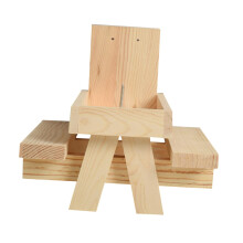 Wooden Squirrel Picnic Table Feeder with Dual Side Bench for Outdoor Backyard Wildlife Feeding