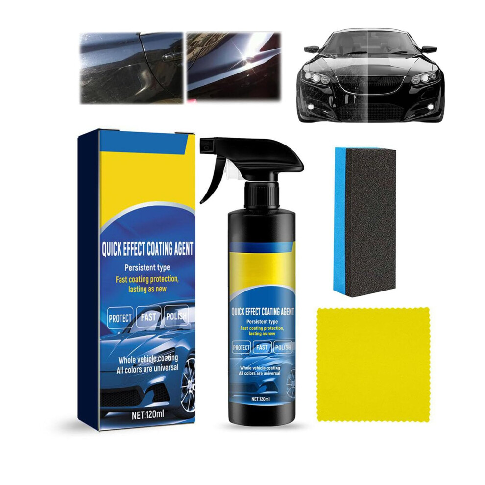 Advanced Car Quickacting Coating Agent Spray Ceramic Coating, 120Ml Waterless Wash Wax Polish Set Blue 9119770980304