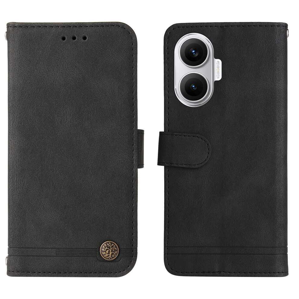 (Black) For Xiaomi Poco F7 5G / Redmi Turbo 4 Pro 5G Leather Wallet Cases Skin Touch Phone Cover Stand With Strap Black 6914288271875
