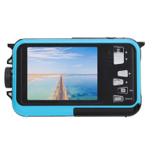 2.7K Underwater Camera 48MP Dual Screen 16X Zoom 11FT Water-Resistant Blue