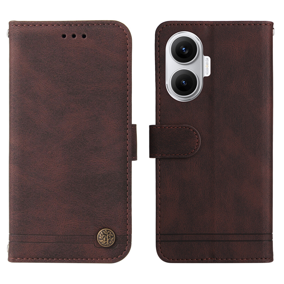 (Brown) For Xiaomi Poco F7 5G / Redmi Turbo 4 Pro 5G Leather Wallet Cases Skin Touch Phone Cover Stand With Strap Brown 6914289122749
