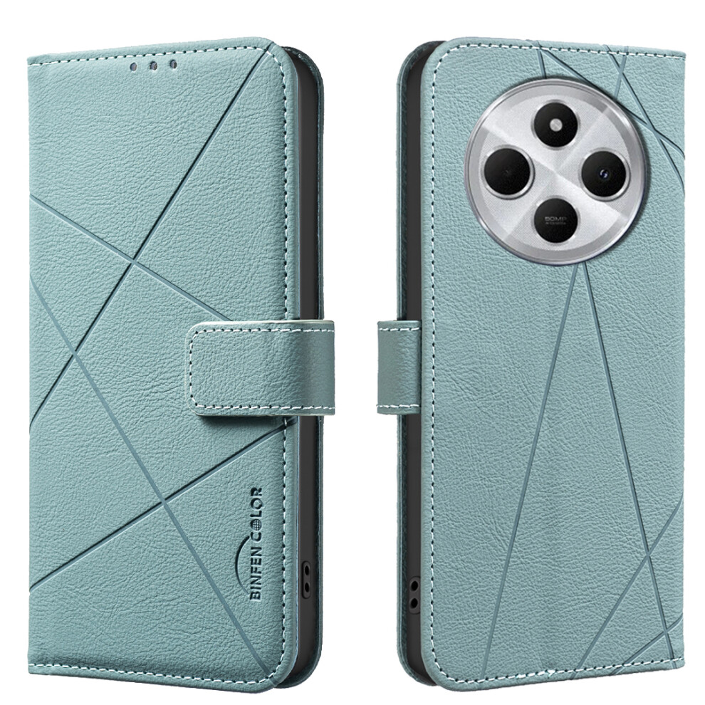 (Green) For Xiaomi Redmi 14C 4G / Xiaomi Redmi 14R 5G / Xiaomi Poco C75 4G Case Binfen Color Bf35 Geometry Imprinted Leather Phone Cover Green 6914281582060