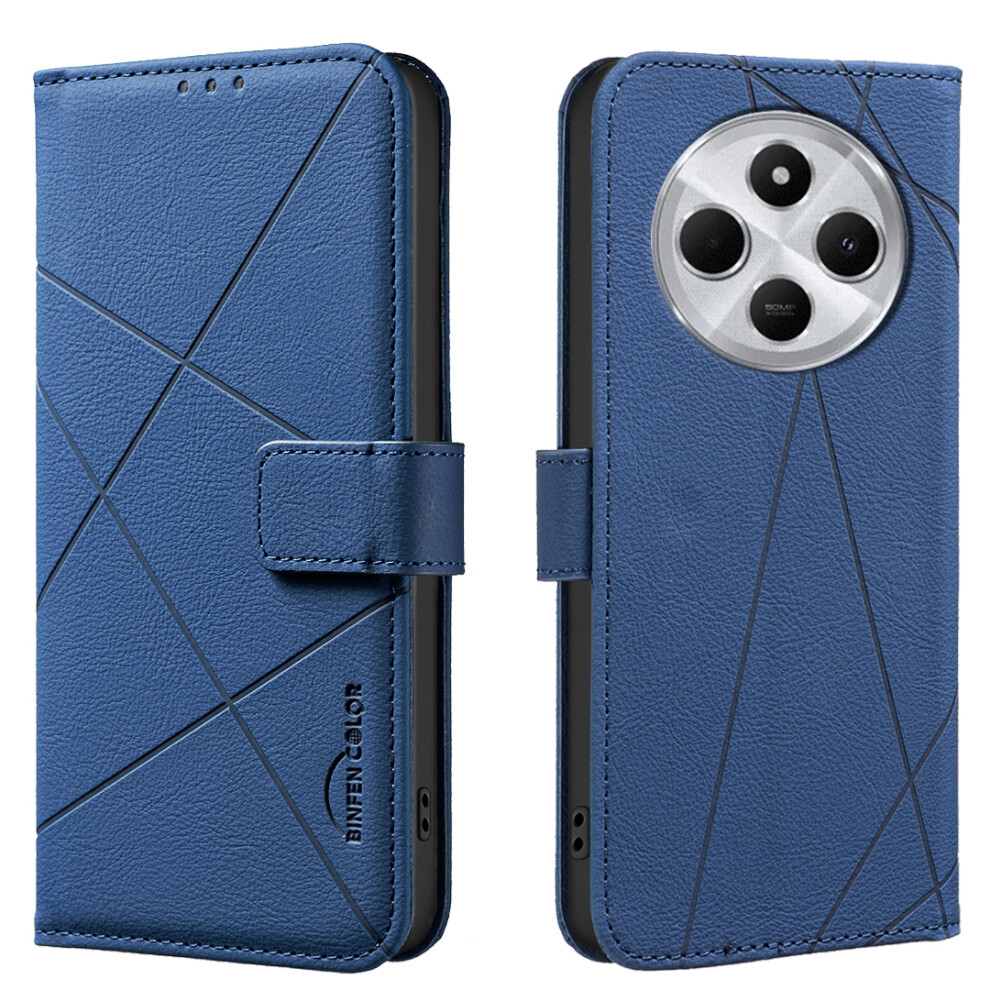 (Blue) For Xiaomi Redmi 14C 4G / Xiaomi Redmi 14R 5G / Xiaomi Poco C75 4G Case Binfen Color Bf35 Geometry Imprinted Leather Phone Cover Blue 6914288710343