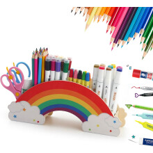 Organizzatore per materiali artistici, organizer da scrivania in materiale acrilico con colori arcobaleno per uso domestico e in ufficio, portapenne