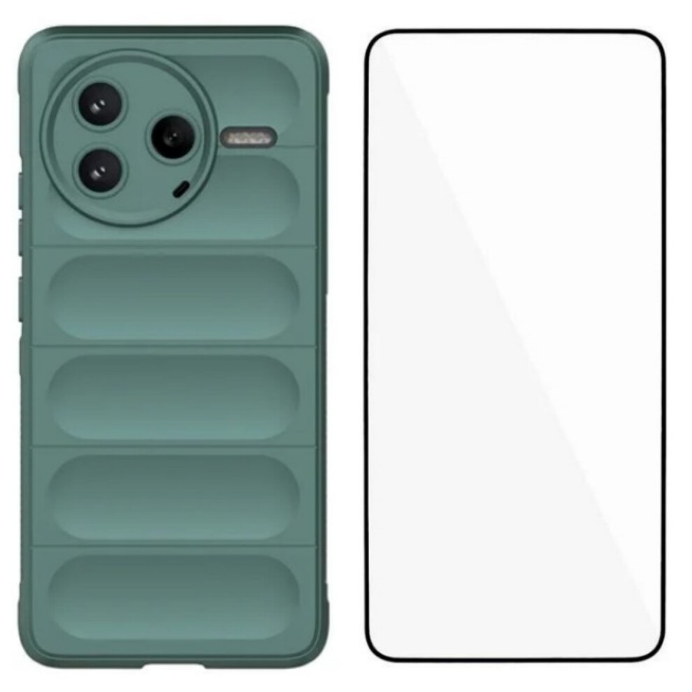 (Army ) For Xiaomi Redmi K80 5G / Xiaomi Poco F7 Pro 5G Tpu Case Wanlonfeng Hd Series Anti Slip Phone Cover With Tempered Glass Green 6914280464572