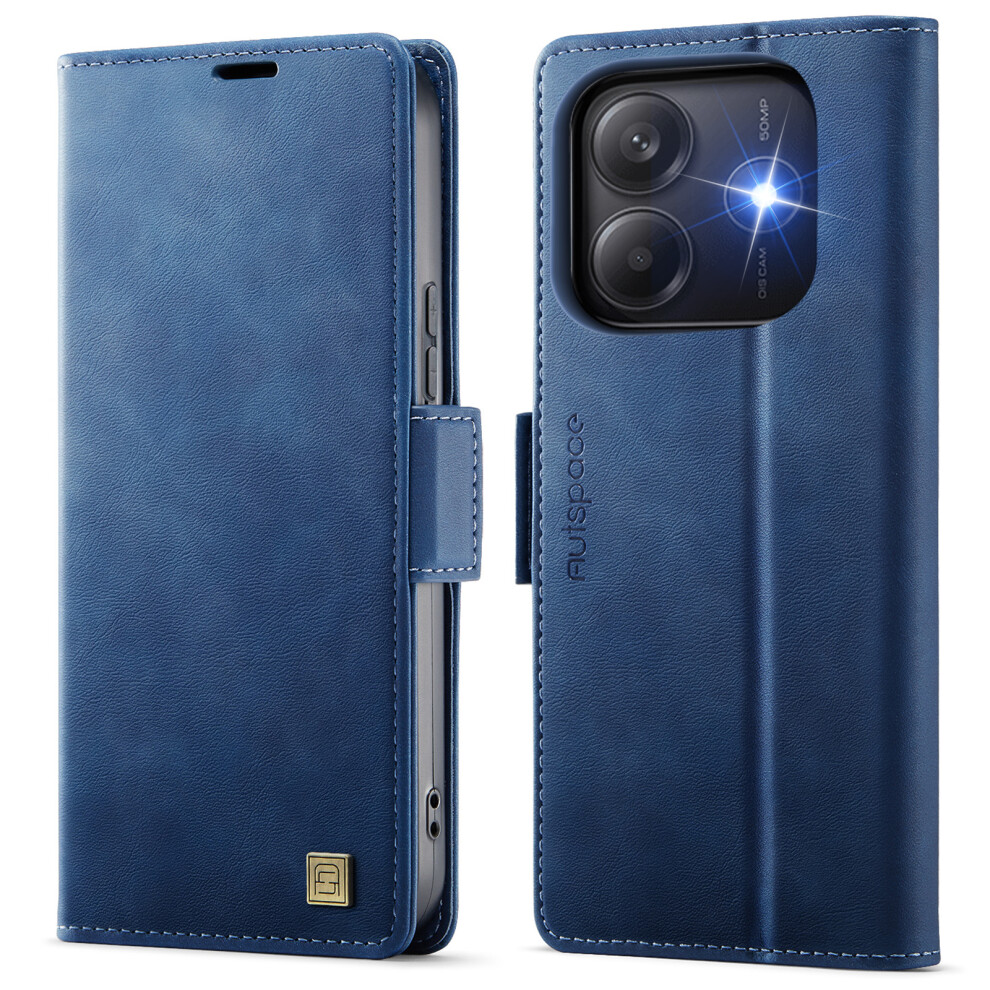 (Blue) For Xiaomi Redmi Note 14 5G Case Autspace A11 Rfid Blocking Retro Leather Cell Phone Wallet Cover Blue 6914284621865