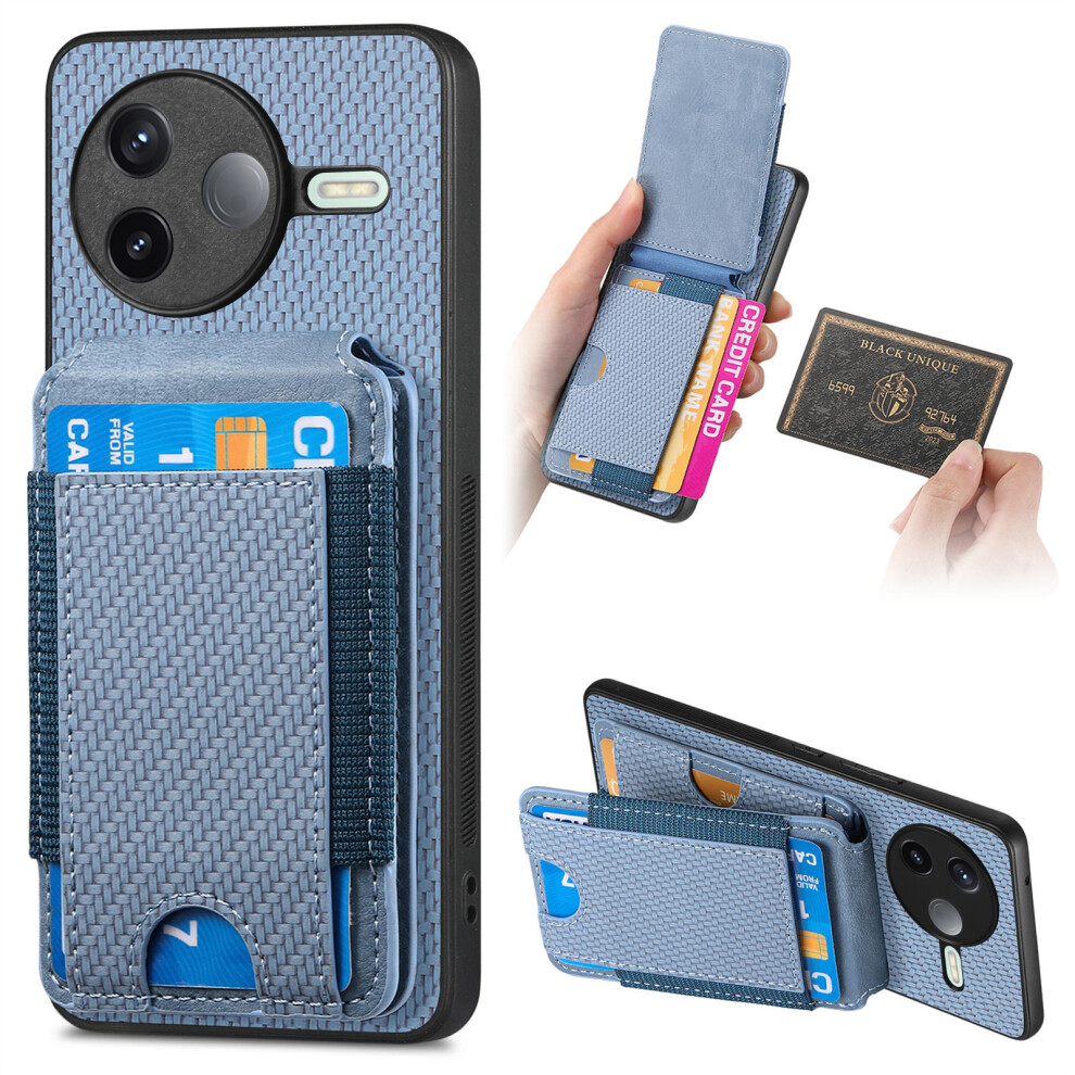 (Blue) For Xiaomi Poco F7 Pro 5G / Xiaomi Redmi K80 5G Case With Card Holder Kickstand Leather Back Cover Blue 6914287820029
